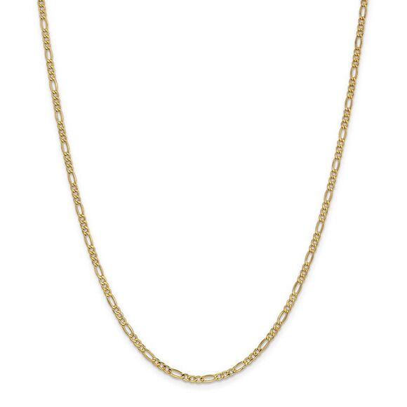 2.5mm 14k Yellow Gold Hollow Figaro Chain Necklace, 22 Inch - Picture 2 of 7